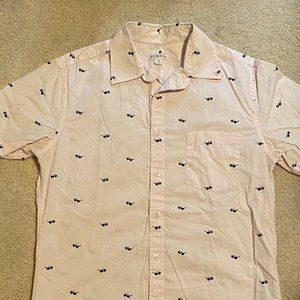 Merona Mens Shirt Sz M button down short sleeve Shirt Top sunglasses Pink